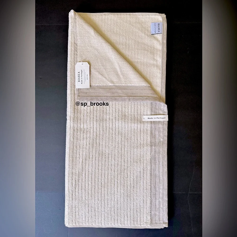 🎁BIANCA Bath Towel Set - Dark Oatmeal with Taupe Wide Ridged Woven Border - 6PC